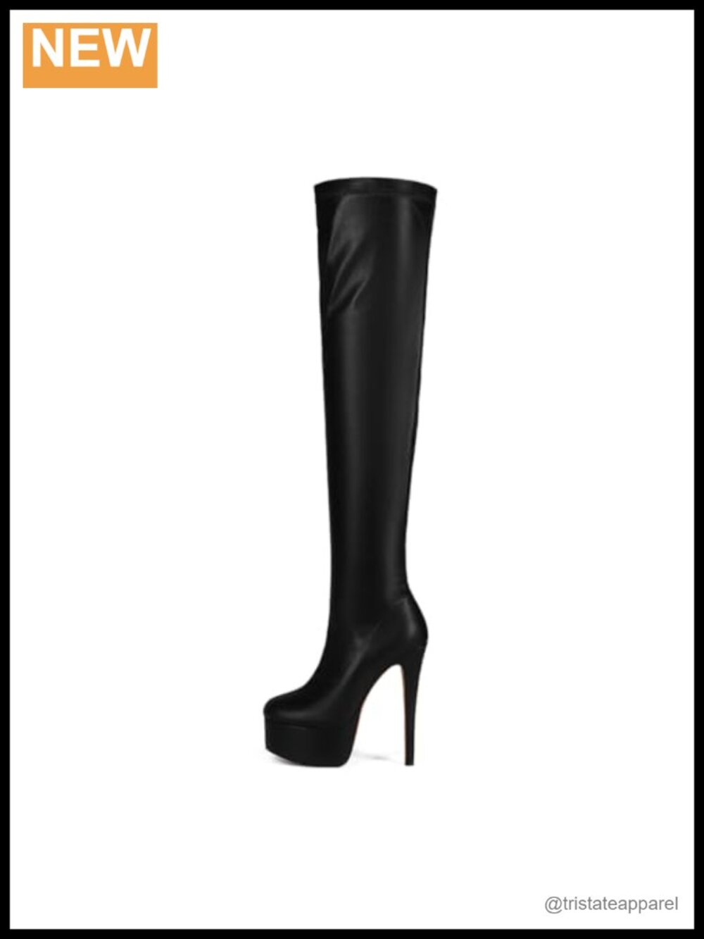 Over Knee High Leather Platform Boots Side Zip 5.9in Heel